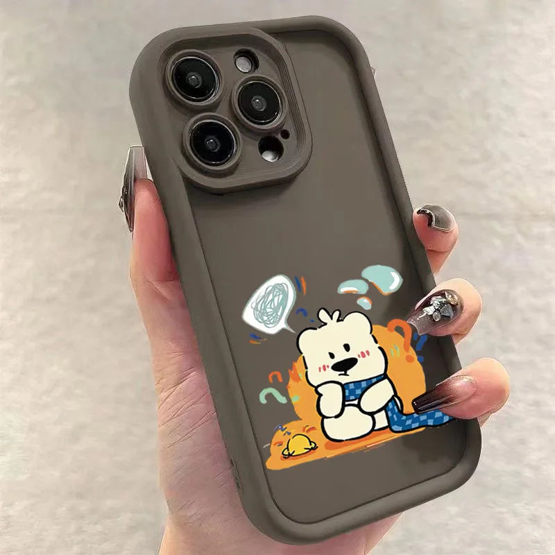 Cute Cartoon Bear Case for Samsung Galaxy S25 S23 S22 S24 Ultra Plus S21 FE A54 A53 A52 A52S A16 A15 A35 A55 A34 A33 A32 Cover