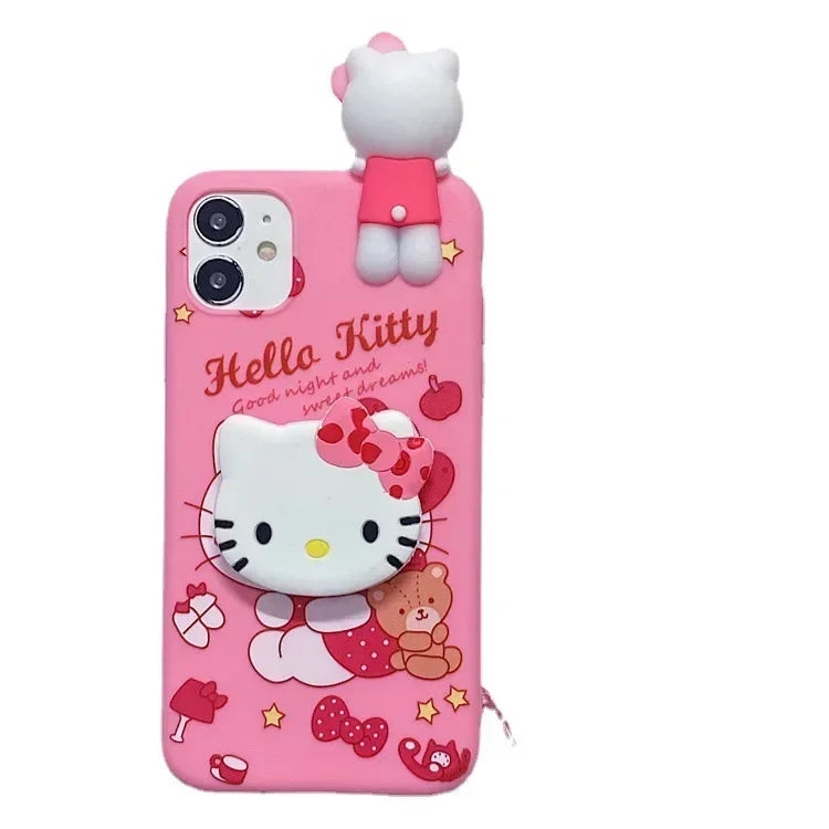 Sanrio Hello Kitty my melody Bracket Phone Case For iPhone 16 15 14 13 12 11 Pro Max Xr 14 16 Plus Case Cute Cartoon Soft Cover