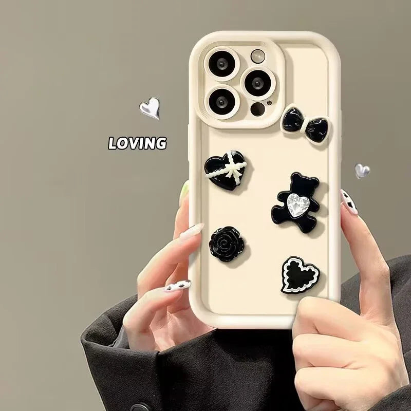 Cute 3D Bear Coffee Doughnut Phone Case For Xiaomi Poco X6 X5 X3 F5 F6 M6 X7 Pro Mi 14T 14 13T 13 12T 12 11 Lite 5G Soft Cover