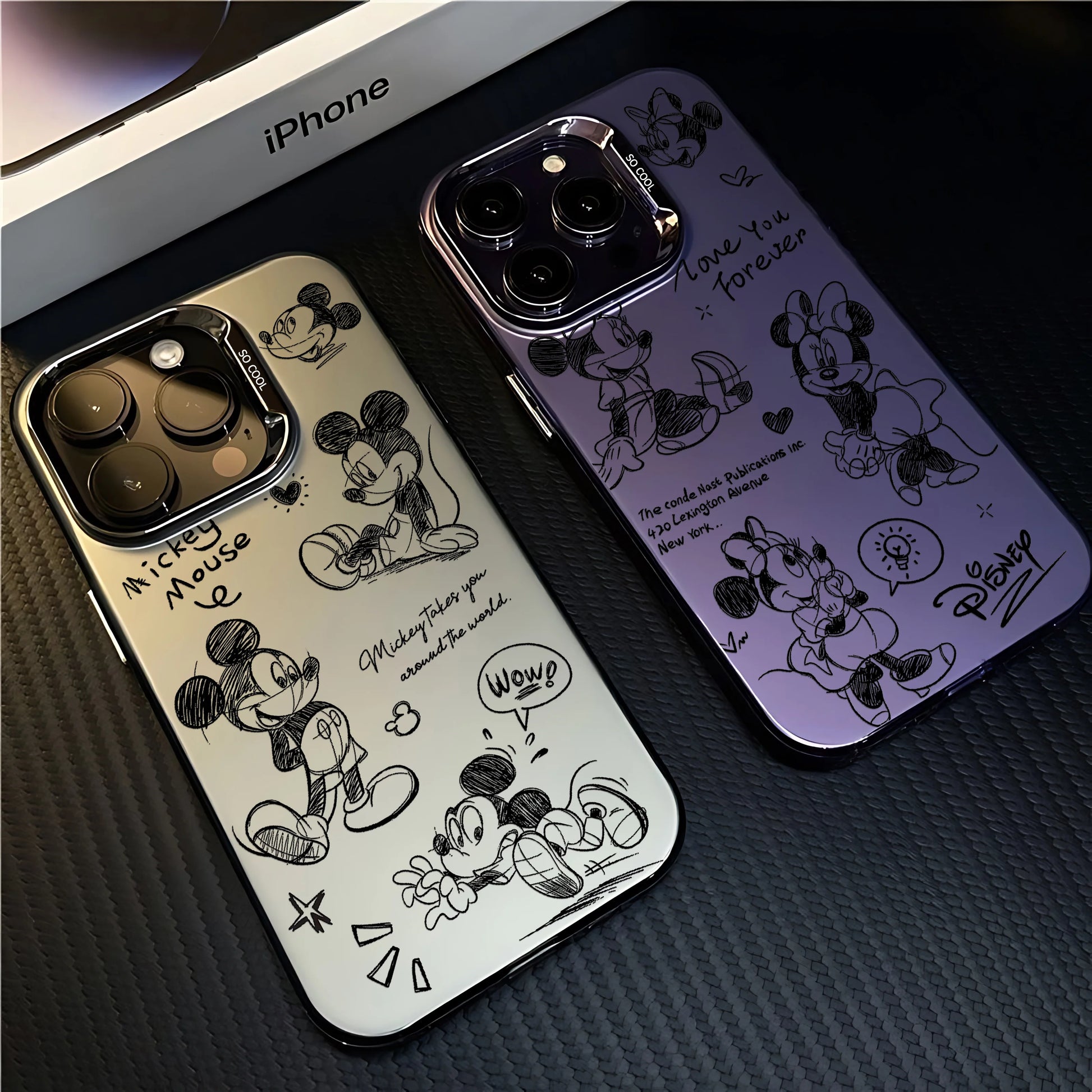 Line Retro Mickey Minnie Phone Case For Xiaomi Redmi Note 7 8 9 9S 10 11 12 13 14 Pro Plus 4G 5G Anti Fall Matte Back Cover