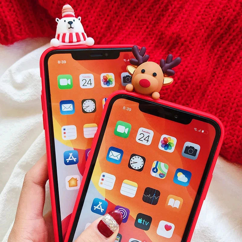 Christmas Reindeer Elk 3D Dolls Case For Realme 13 11 10 9 8 14T 5G 14 Pro Plus 7 6 5 Pro C20 5i 6i 7i 8i 9i 4G C3 Snowman Cover