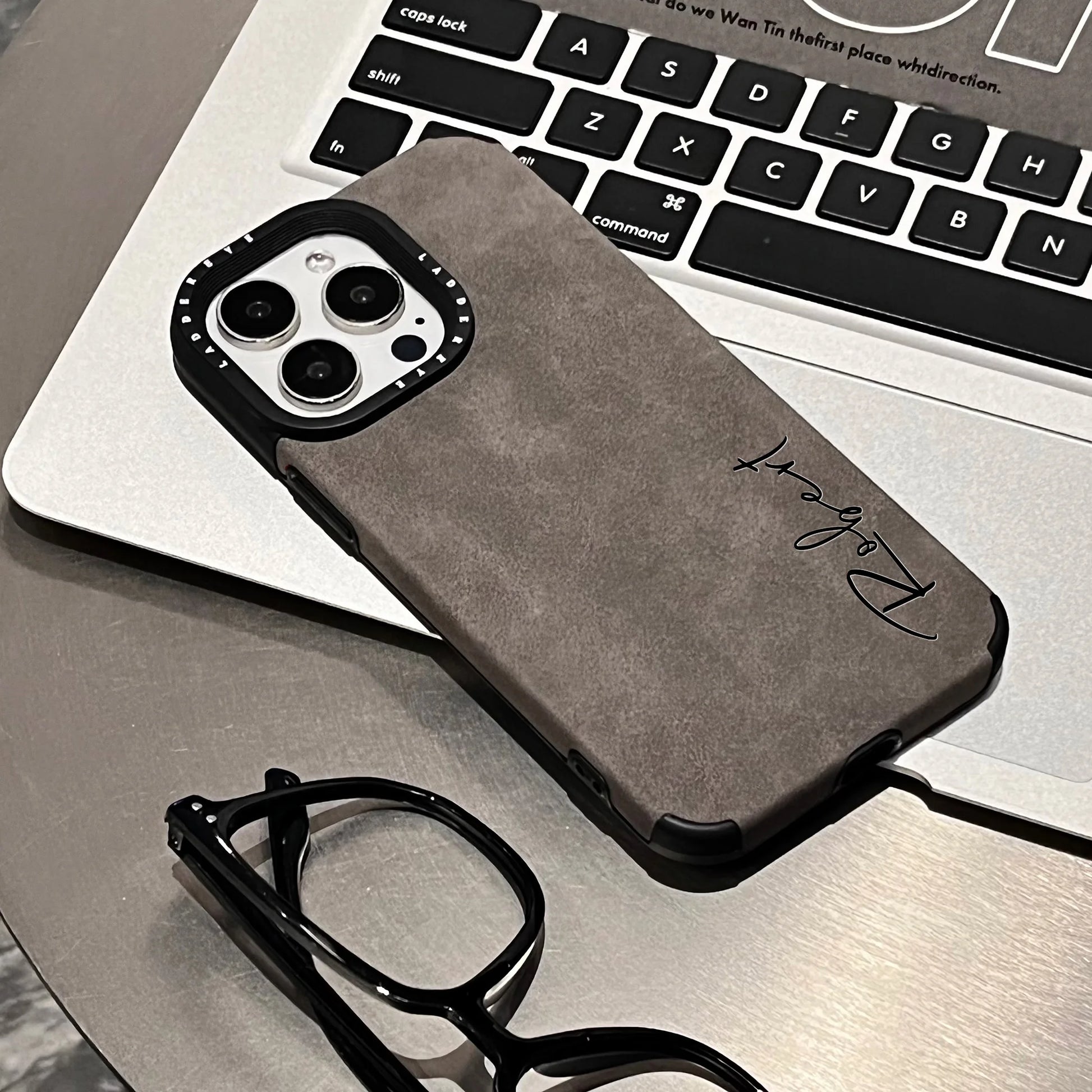 Custom Name Personalized Phone Case for iphone17 16 15 14 13 12 11 Pro Max Plus, luxury Faux Leather Shockproof gift case