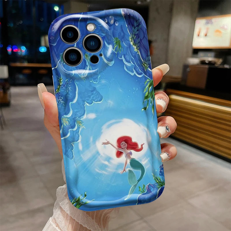 The Little Mermaid Cover For Apple iPhone 15 14 13 12 11 Pro X XR XS Max Plus 8 7 Plus SE Wave Oil Phone Case