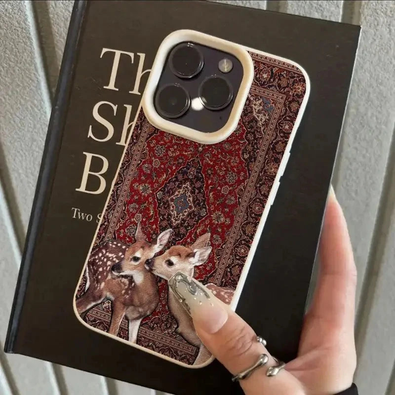 Vintage Flower Deer For IPhone 16 Phone Cases For IPhone 11 12 13 14  Plus 15 16 17 Air Pro Max Soft Cover Case Funda Bumber