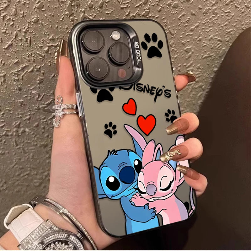 Plating Hard Phone Case for Xiaomi Redmi Note 13 12 11 Pro Plus 4G 5G 12S 11S 10S 10 9 9S 8 12C 13C A3 Disney Stitch Love Cover