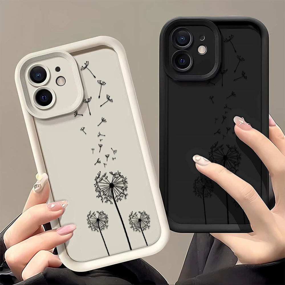 Soft Dandelion Flower Phone Case For iPhone 14 Pro For iPhone 13 11 12 16 15 Pro XS MAX XR 7 8 Plus SE 2022 Shockproof Cover