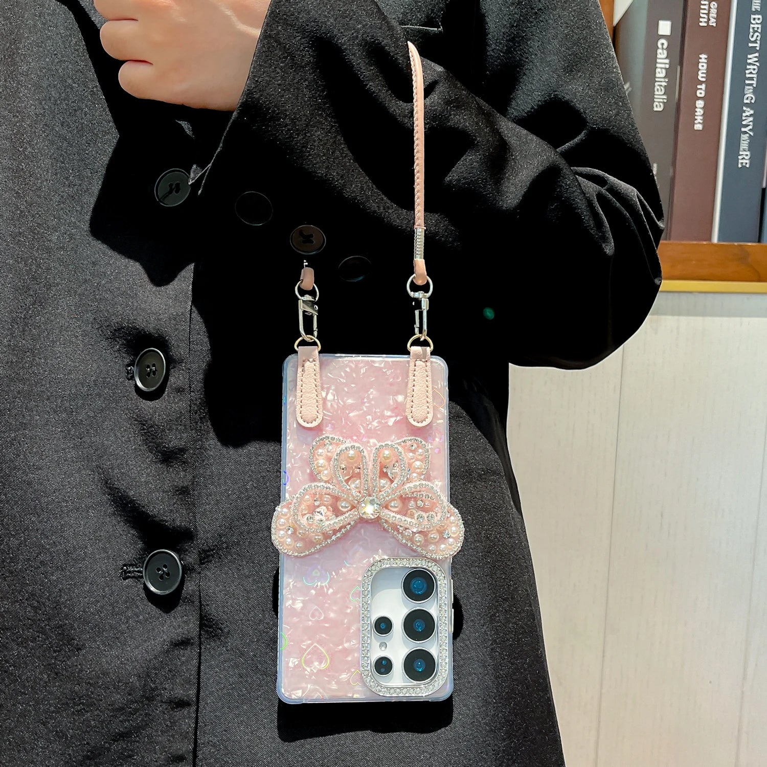 Phone Case For Samsung Galaxy S24 S25 Plus Ultra FE S25 Edge Korean Ins Giltter Diamond Butterfly Soft Silicone Cover