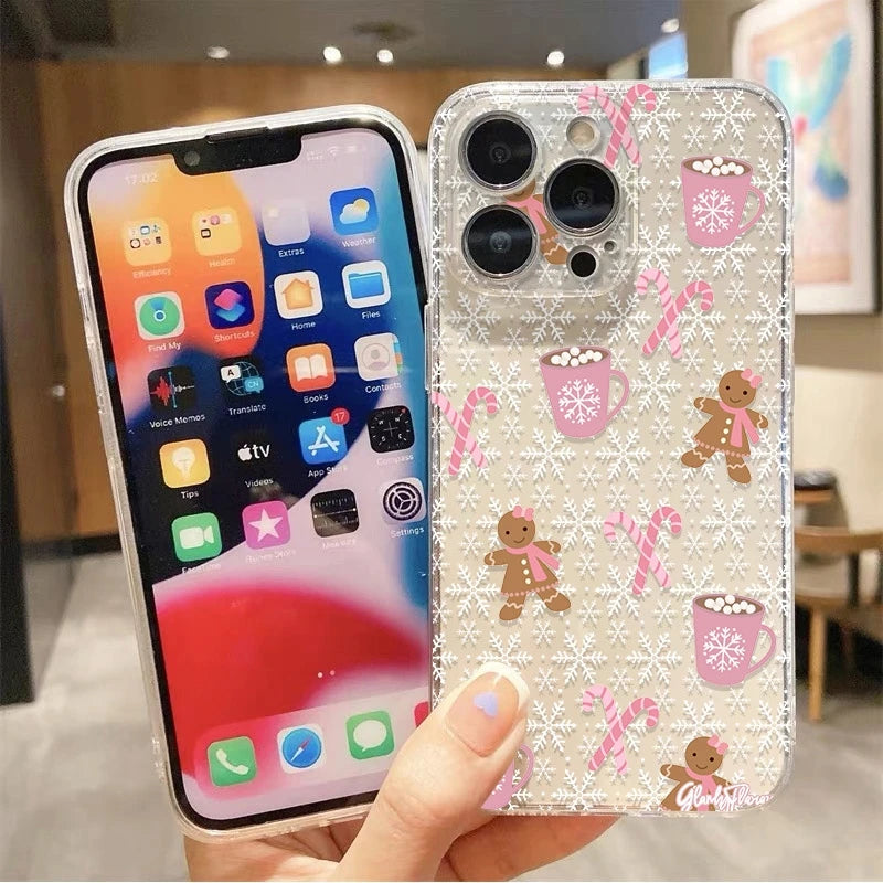 Phone Case For Realme C63 C65 C61 C55 C53 C75 14 13 12 11 10 9 Pro Plus 5G 9i 8i 8 With Christmas Elements Gingerbread Man Cover