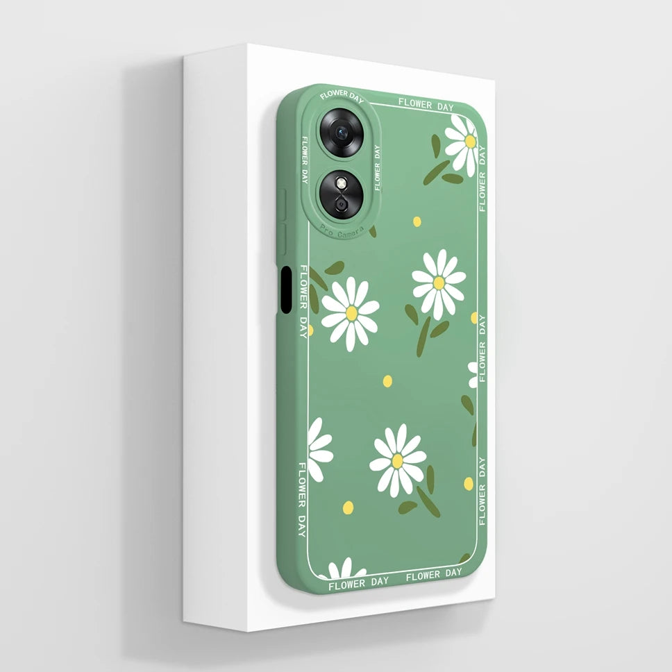 Phone Case For Oppo A17 A17K K 4G Pretty Flowers Smooth Liquid Silicone Back Cover For OppoA17K Oppo A 17 K Fundas Shell Coque