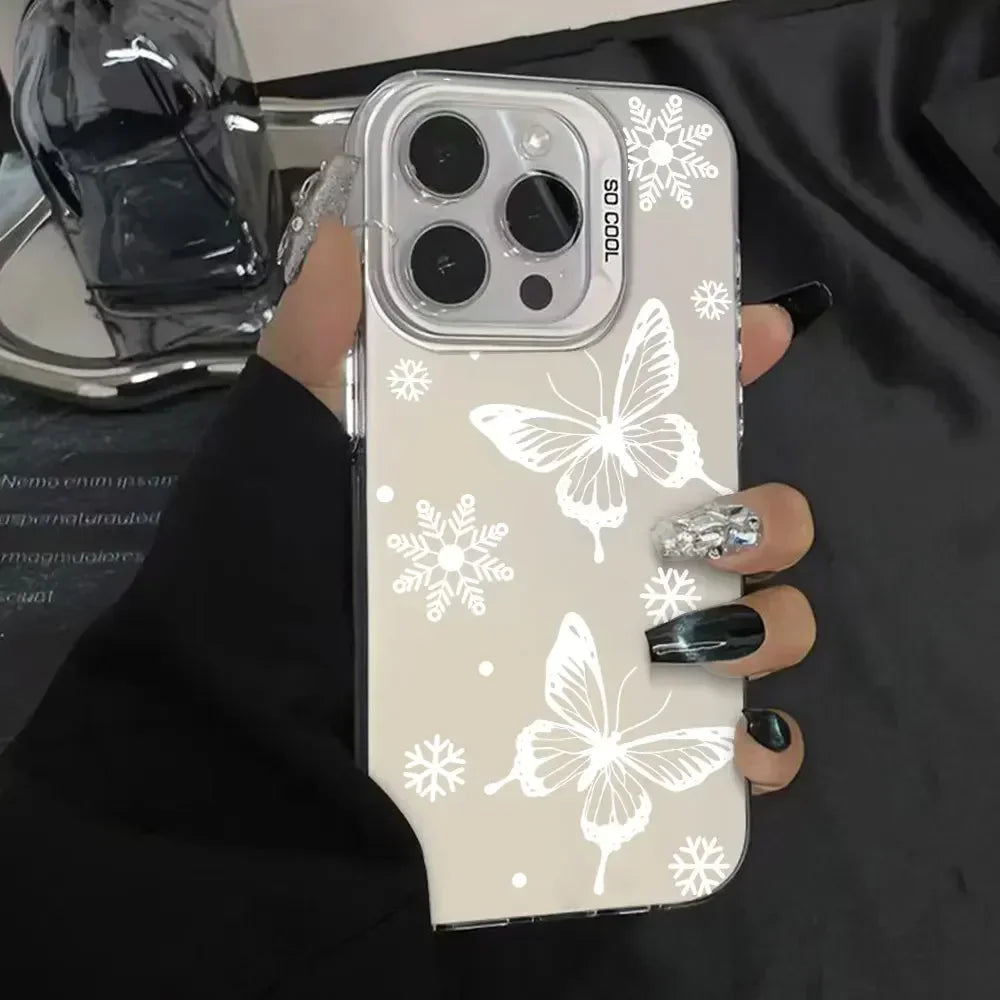 Case For Vivo V25 V25E X80 Lite Luxury Matte Silver IMD Phone Funda For Vivo V25E X80Lite Fashion Butterfly Color Soft Cover