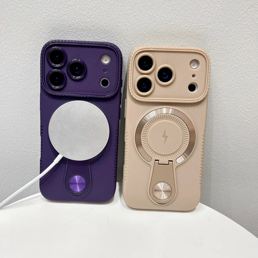 for Magsafe Wireless Charge Lightning Logo Phone Case For iPhone 17 Air 16 15 14 Plus 13 12 Pro Max 11 Hidden Bracket Soft Cover