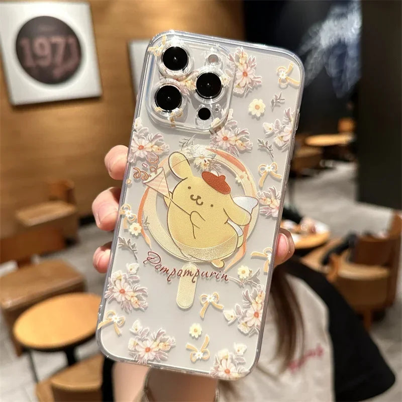 Sanrio Hello Kitty Cinnamon Case For iPhone 11 12 13 14 15 Pro Max Mini X XS XR 8 7 Plus SE 2020 Clear Magsafe Magnetic Cover