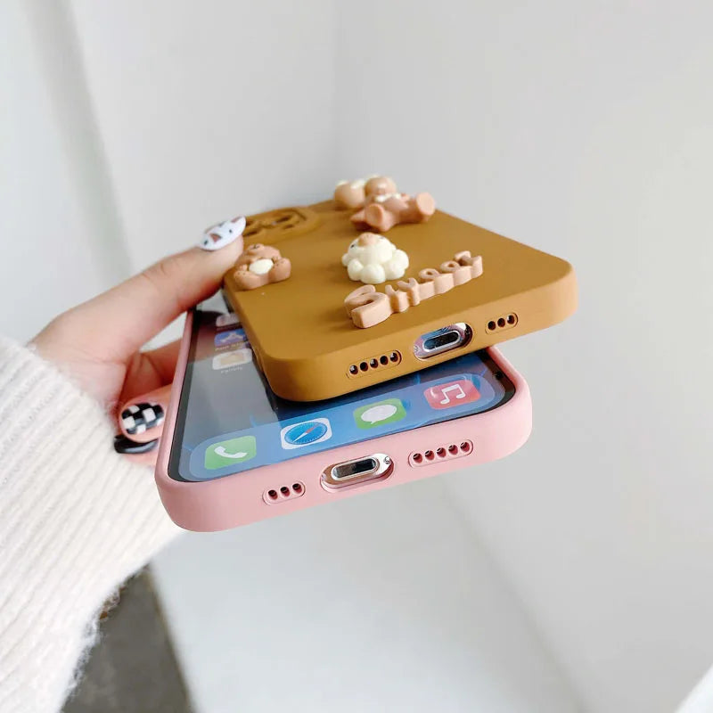 Fashion Cute Bear Protective Case for Samsung A12 A22 A13 A14 A23 A24 Shockproof Cover for Galaxy A20 A30 A70 A10 A10S A20S A21S