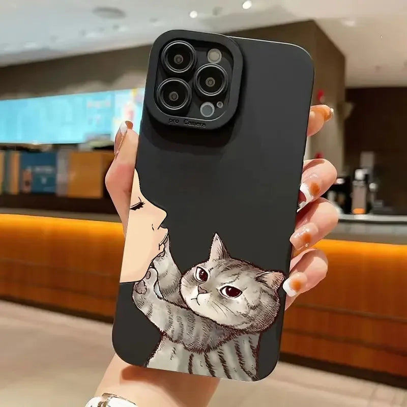 Cat American short Shorthair kiss Phone Case for iPhone 16 Cases iPhone 15 14 13 12 Mini 11 Pro Max 16 7 8 Plus XS SE Back Cover