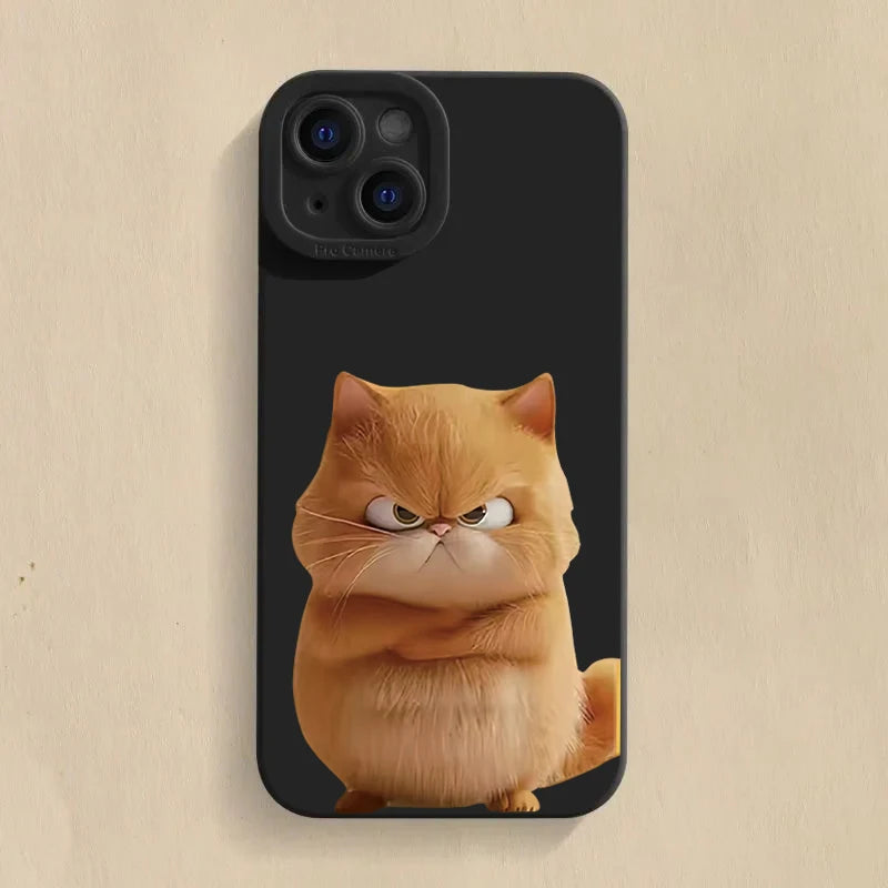 Funny Cool Cat Silicone Phone Case For iPhone 16 15 14 13 12 11 Pro Max 15 Pro XS XR X 7 8 16 Plus Shockproof Matte Soft Cover