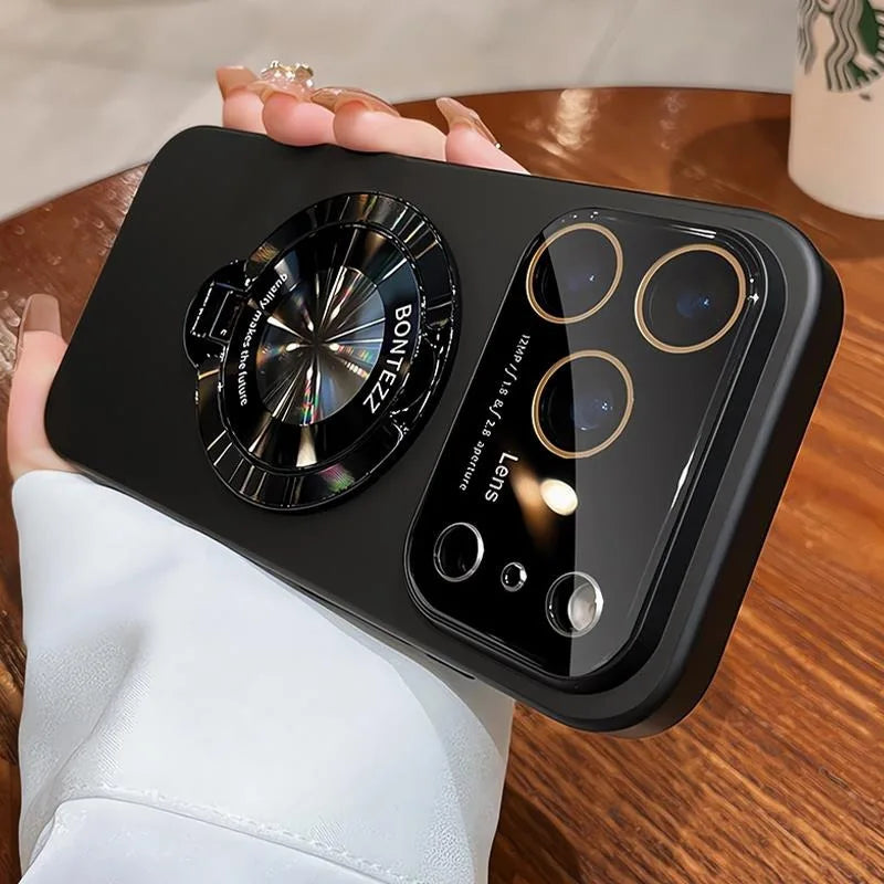 for Magsafe Bracket Matte Hard Case for iPhone 17 16 15 Pro Max Plus 17 Air 11 12 13 14 Magnetic Stand Camera Protector Cover