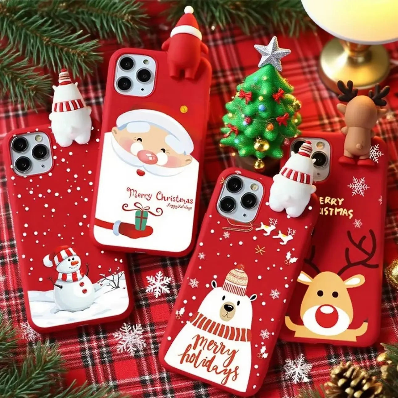 Christmas Reindeer Elk 3D Dolls Case For Realme 13 11 10 9 8 14T 5G 14 Pro Plus 7 6 5 Pro C20 5i 6i 7i 8i 9i 4G C3 Snowman Cover