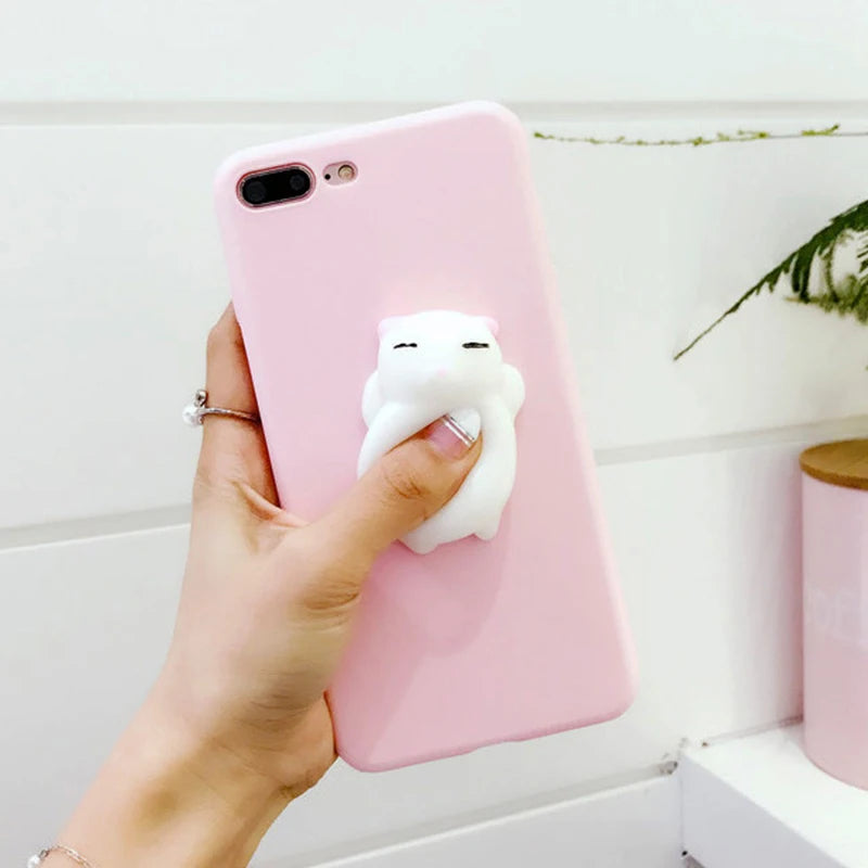 3D Squishy Toys Chick Cat Case For Apple iPhone 15 14 Plus 12 13 mini 11 Pro Max SE 2020 SE 3 Animals TPU Cover Soft Cases