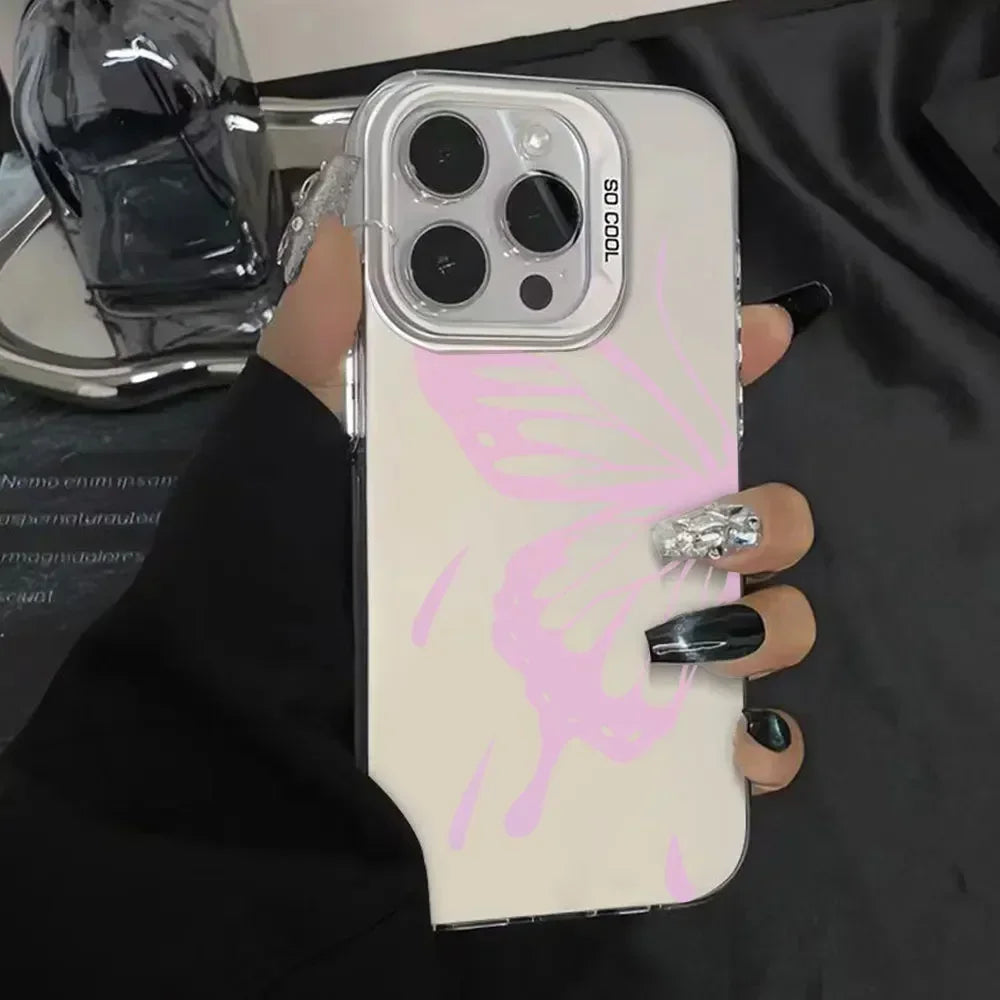 Case For Vivo V25 V25E X80 Lite Luxury Matte Silver IMD Phone Funda For Vivo V25E X80Lite Fashion Butterfly Color Soft Cover