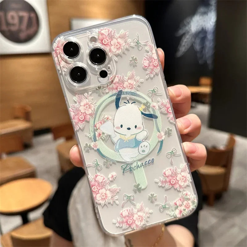 Sanrio Hello Kitty Cinnamon Case For iPhone 11 12 13 14 15 Pro Max Mini X XS XR 8 7 Plus SE 2020 Clear Magsafe Magnetic Cover