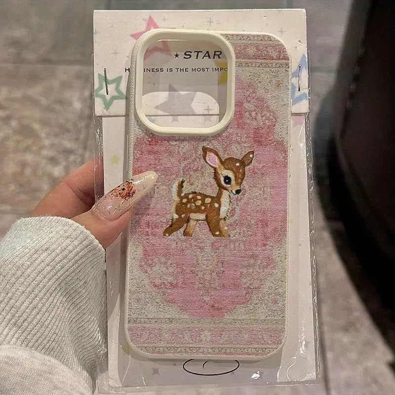 Vintage Flower Deer For IPhone 16 Phone Cases For IPhone 11 12 13 14  Plus 15 16 17 Air Pro Max Soft Cover Case Funda Bumber