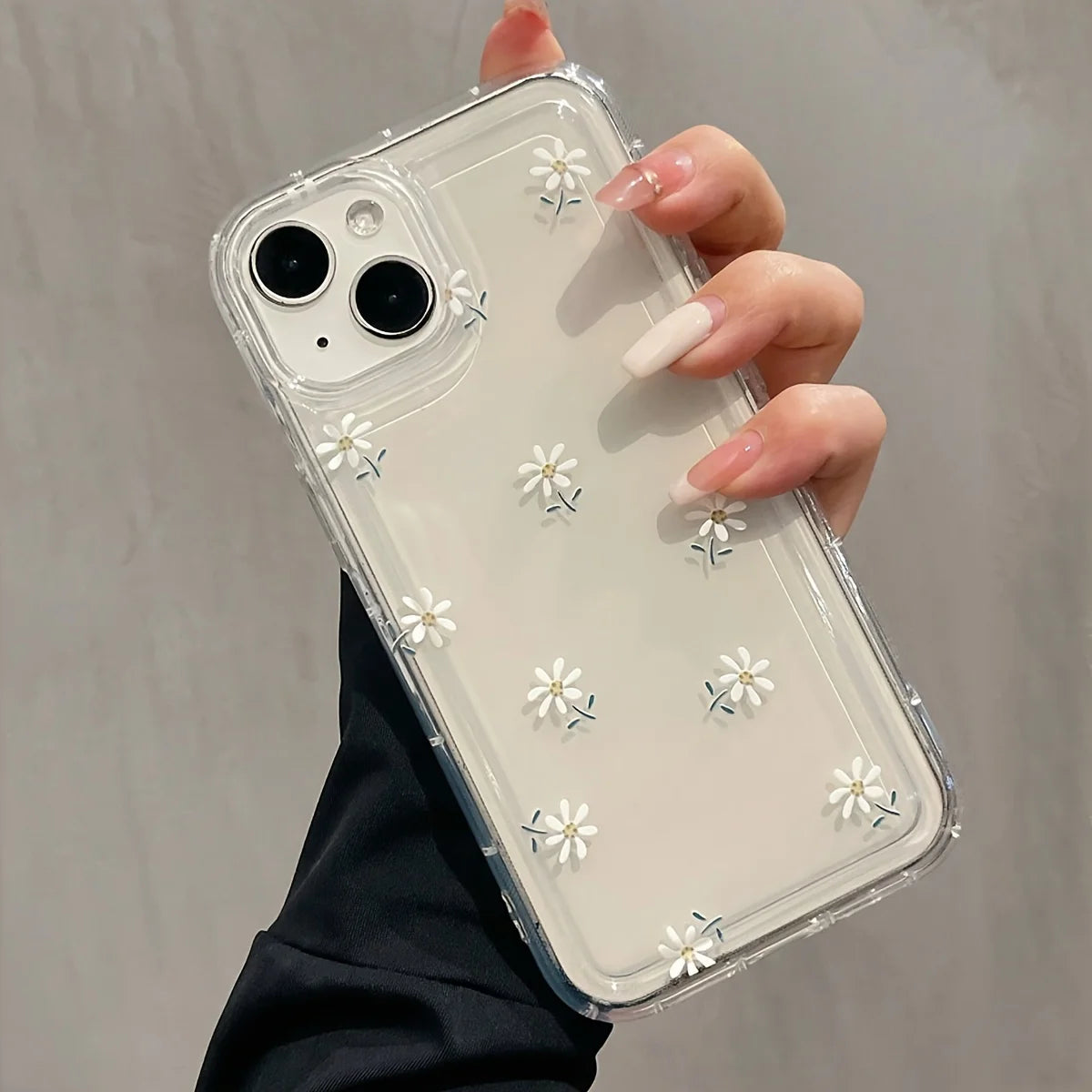 Trendy Flower Pattern Transparent Case For iPhone 16 15 Pro Max 16E 14 13 12 11 PRO Mini Soft Clear Cover