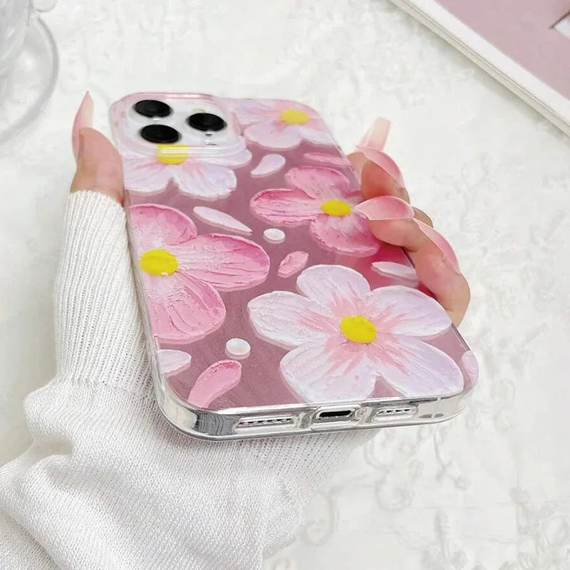 Daisy Fashionable Cherry Blossom Printed Phone Case For iPhone 13 11 12 14 15 16 Pro Max Plus 16E XR 8 7 Plus SE2 X XS Max Cover