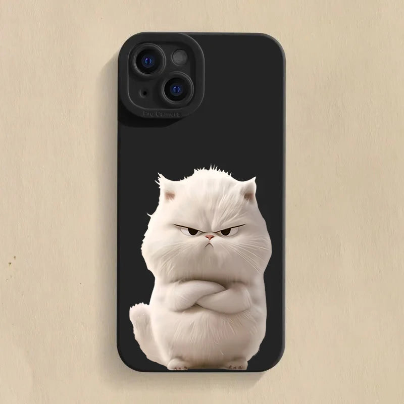 Funny Cool Cat Silicone Phone Case For iPhone 16 15 14 13 12 11 Pro Max 15 Pro XS XR X 7 8 16 Plus Shockproof Matte Soft Cover