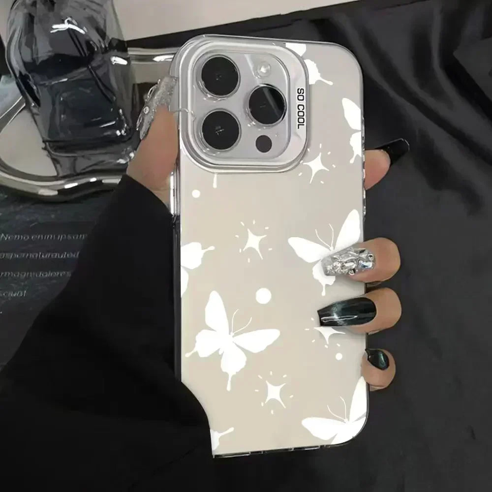 For Samsung Galaxy A06 A16 Case Luxury Fashion Butterfly Silver IMD Phone Case For Samsung A06 A16 Matte Color Cover Funda