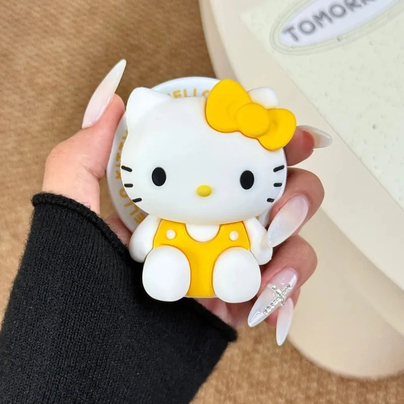 3D Cute Sanrio Hello Kitty Magnetic Grip Tok Holder Magsafe Wireless Charge Phone Case For iPhone 16 15 14 13 12 Pro Max Cover