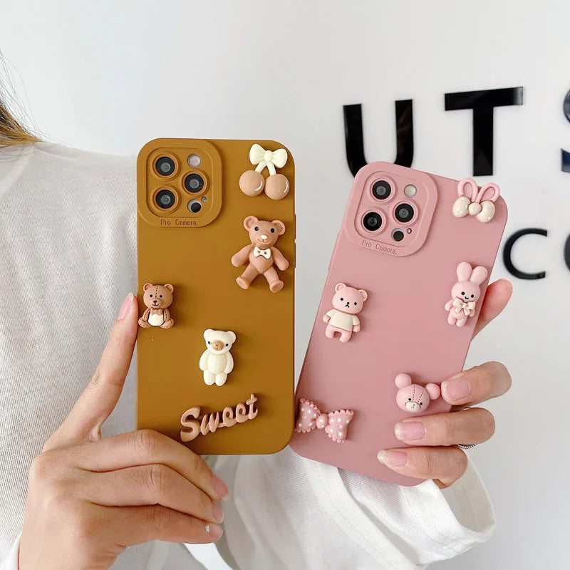 Fashion Cute Bear Protective Case for Samsung A12 A22 A13 A14 A23 A24 Shockproof Cover for Galaxy A20 A30 A70 A10 A10S A20S A21S