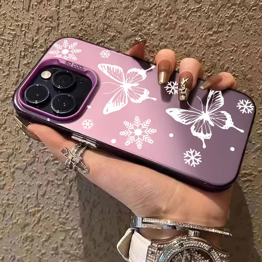 Case For Vivo V25 V25E X80 Lite Luxury Matte Silver IMD Phone Funda For Vivo V25E X80Lite Fashion Butterfly Color Soft Cover