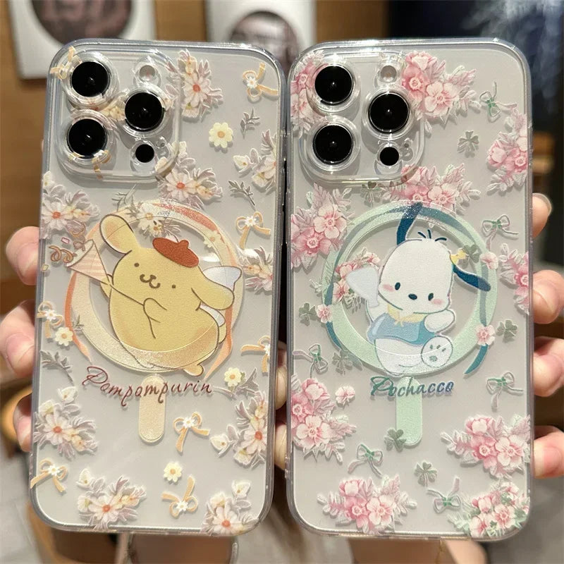 Sanrio Hello Kitty Cinnamon Case For iPhone 11 12 13 14 15 Pro Max Mini X XS XR 8 7 Plus SE 2020 Clear Magsafe Magnetic Cover