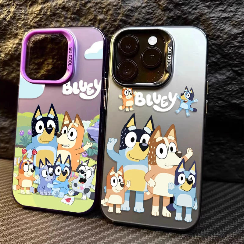 Cartoon Dog B-Blueys Matte Case for iPhone 14 16 15 13 12 11 Pro Max XS X XR 8 7 Plus SE 2020 Plating Hard Protective Back Cover
