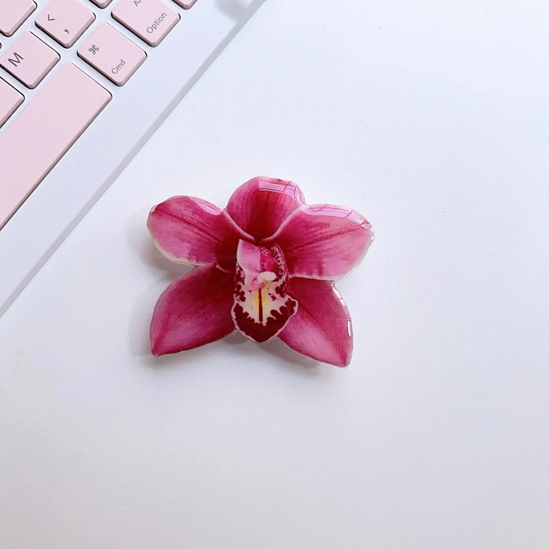 Fashion Cute  Orchid flower invisible Folding Phone Holder girl for IPhone Samsung Support Socket Pocket Grip Tok Stand Bracket