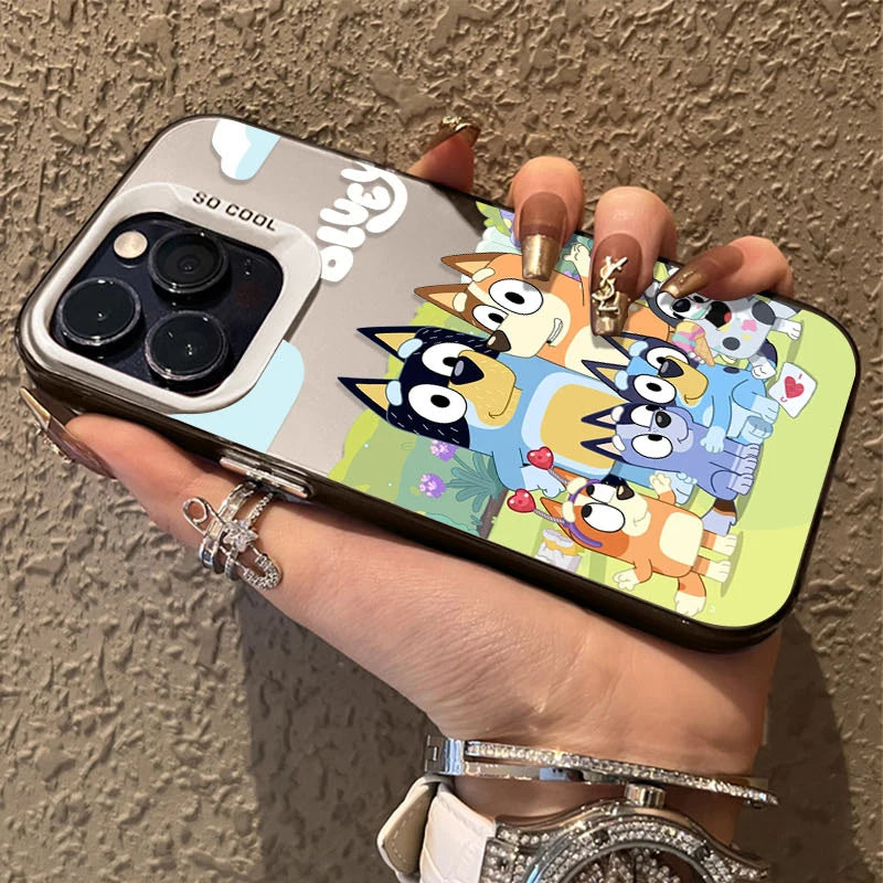 Cartoon Dog B-Blueys Matte Case for iPhone 14 16 15 13 12 11 Pro Max XS X XR 8 7 Plus SE 2020 Plating Hard Protective Back Cover