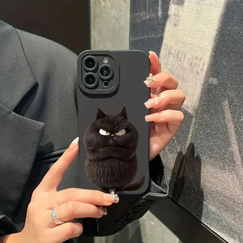 Funny Cool Cat Silicone Phone Case For iPhone 16 15 14 13 12 11 Pro Max 15 Pro XS XR X 7 8 16 Plus Shockproof Matte Soft Cover