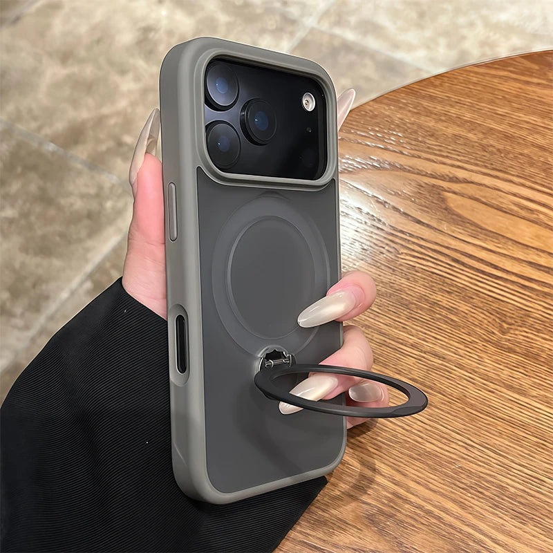 For Magsafe Metal Car Holder Ring Phone Case For iPhone 17 Pro Max 17 Air 16 Plus 15 Pro 14 13 12 11 Magnetic Bumper Cases Cover