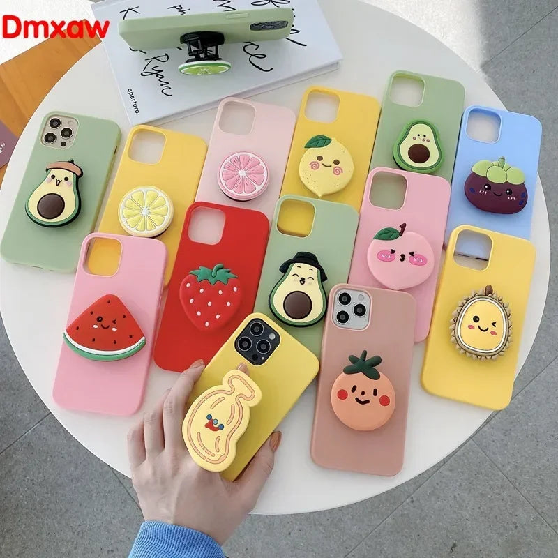 3D Luxury Cartoon fruit Holder Cover for Samsung Galaxy J7 J5 Pro 2017 A7 A5 2017 J7 2015 J3 2016 J2 Grand Prime Case +Holder