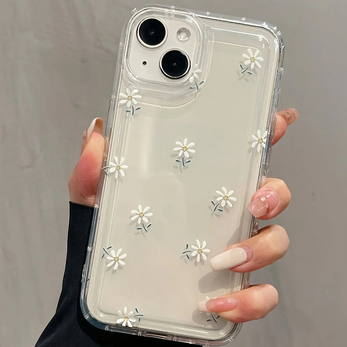 Trendy Flower Pattern Transparent Case For iPhone 16 15 Pro Max 16E 14 13 12 11 PRO Mini Soft Clear Cover