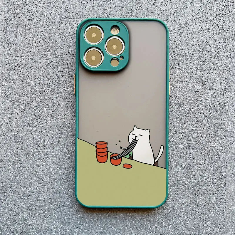 Cute Cartoon Cat Illustration Phone Case For iPhone 17 16 15 Pro Max Cases iPhone 14 13 12 11 Pro Max Mini XS XR X 16 PlusCover