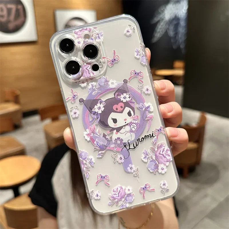 Sanrio Hello Kitty Cinnamon Case For iPhone 11 12 13 14 15 Pro Max Mini X XS XR 8 7 Plus SE 2020 Clear Magsafe Magnetic Cover