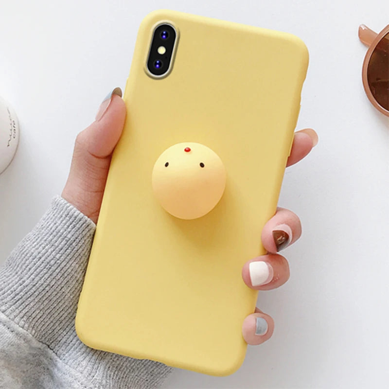 3D Squishy Toys Chick Cat Case For Apple iPhone 15 14 Plus 12 13 mini 11 Pro Max SE 2020 SE 3 Animals TPU Cover Soft Cases