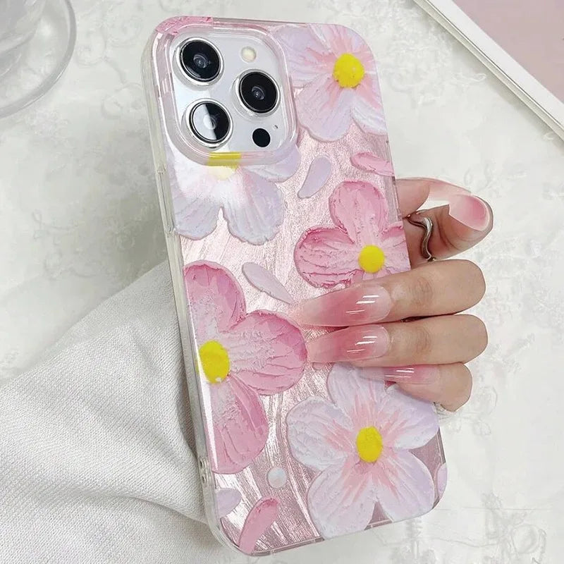 Daisy Fashionable Cherry Blossom Printed Phone Case For iPhone 13 11 12 14 15 16 Pro Max Plus 16E XR 8 7 Plus SE2 X XS Max Cover