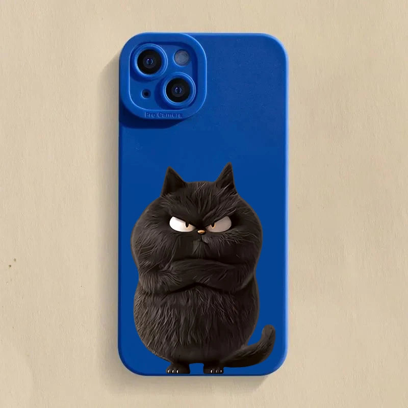 Funny Cool Cat Silicone Phone Case For iPhone 16 15 14 13 12 11 Pro Max 15 Pro XS XR X 7 8 16 Plus Shockproof Matte Soft Cover