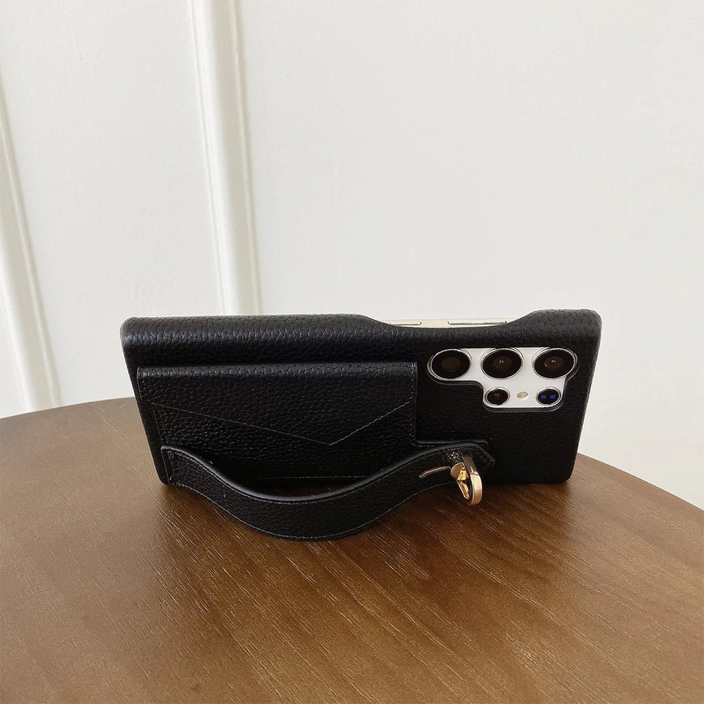 Wrist Strap Wallet Case For Samsung Galaxy S21 FE S22 S23 Plus Note 20 Ultra A52 A53 A54 Luxury Card Holder Leather Cover