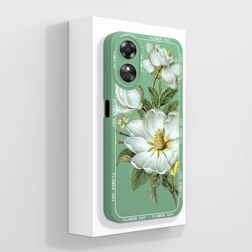 Phone Case For Oppo A17 A17K K 4G Pretty Flowers Smooth Liquid Silicone Back Cover For OppoA17K Oppo A 17 K Fundas Shell Coque