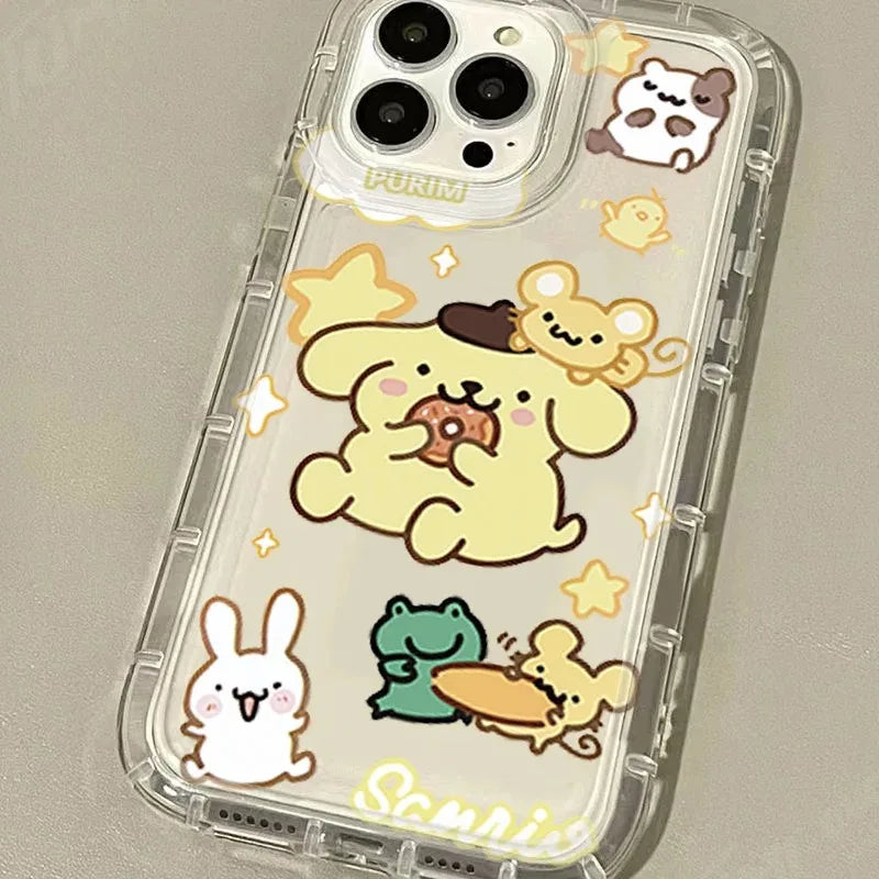 Saniro Pom Purin Case For iPhone 16 15 14 13 12 11 Pro Max 16E XR XS X 8 7 Plus SE 2020 Printing Clear Silicone Protective Cover