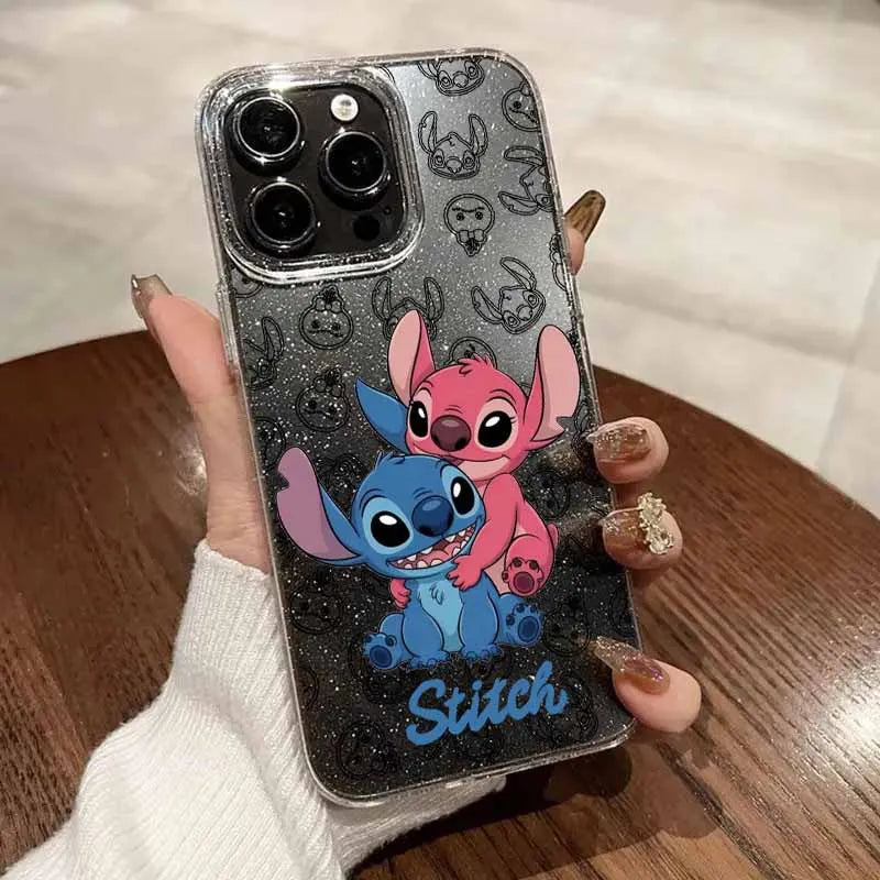 Cute Stitch Angel Couple Love For Apple iPhone 17 17Air 16 15 14 13 12 XS XR 8 7 Pro Max Plus Translucent Phone Case Funda Cover