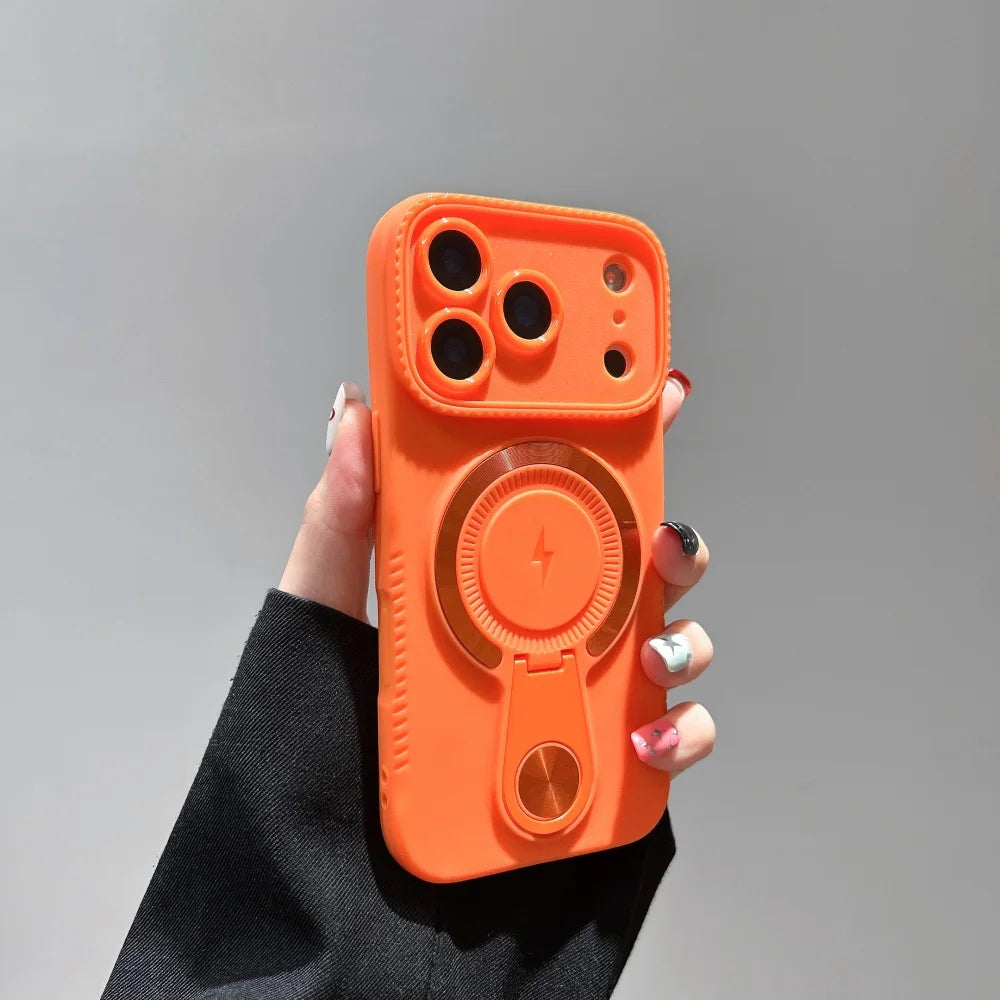 for Magsafe Wireless Charge Lightning Logo Phone Case For iPhone 17 Air 16 15 14 Plus 13 12 Pro Max 11 Hidden Bracket Soft Cover